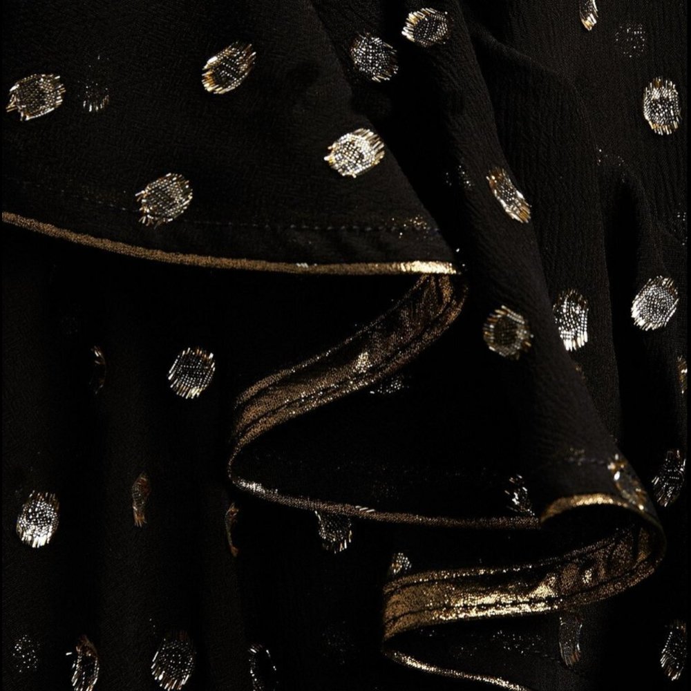 ⚡️SOLD ON KIJIJI⚡️✨HOST PICK✨Sandro Lunea Ruffled Metallic Dot Blouse (NWT) - Picture 4 of 16